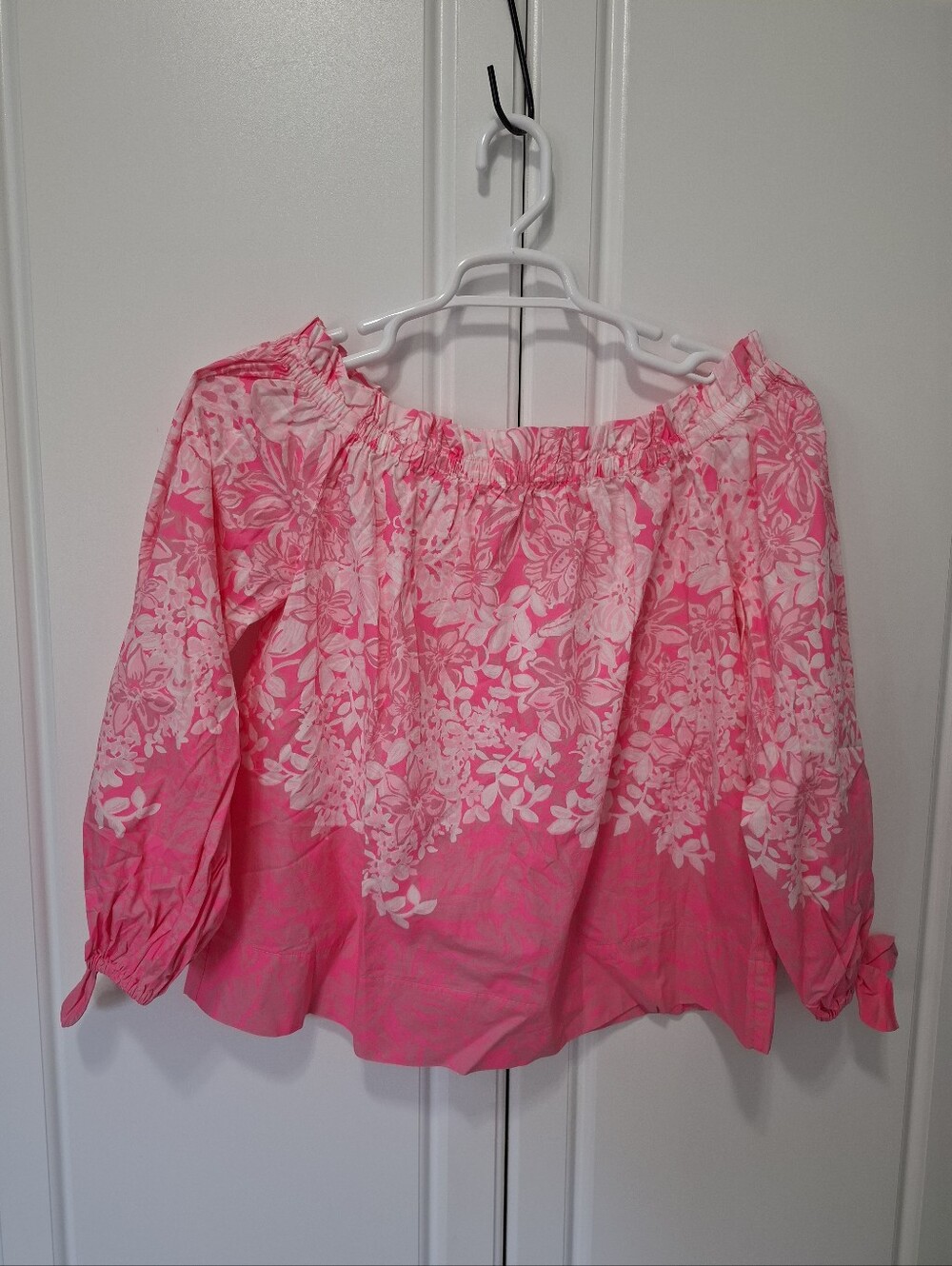 Lilly Pulitzer Pink Floral Off-Shoulder Peasant Blouse